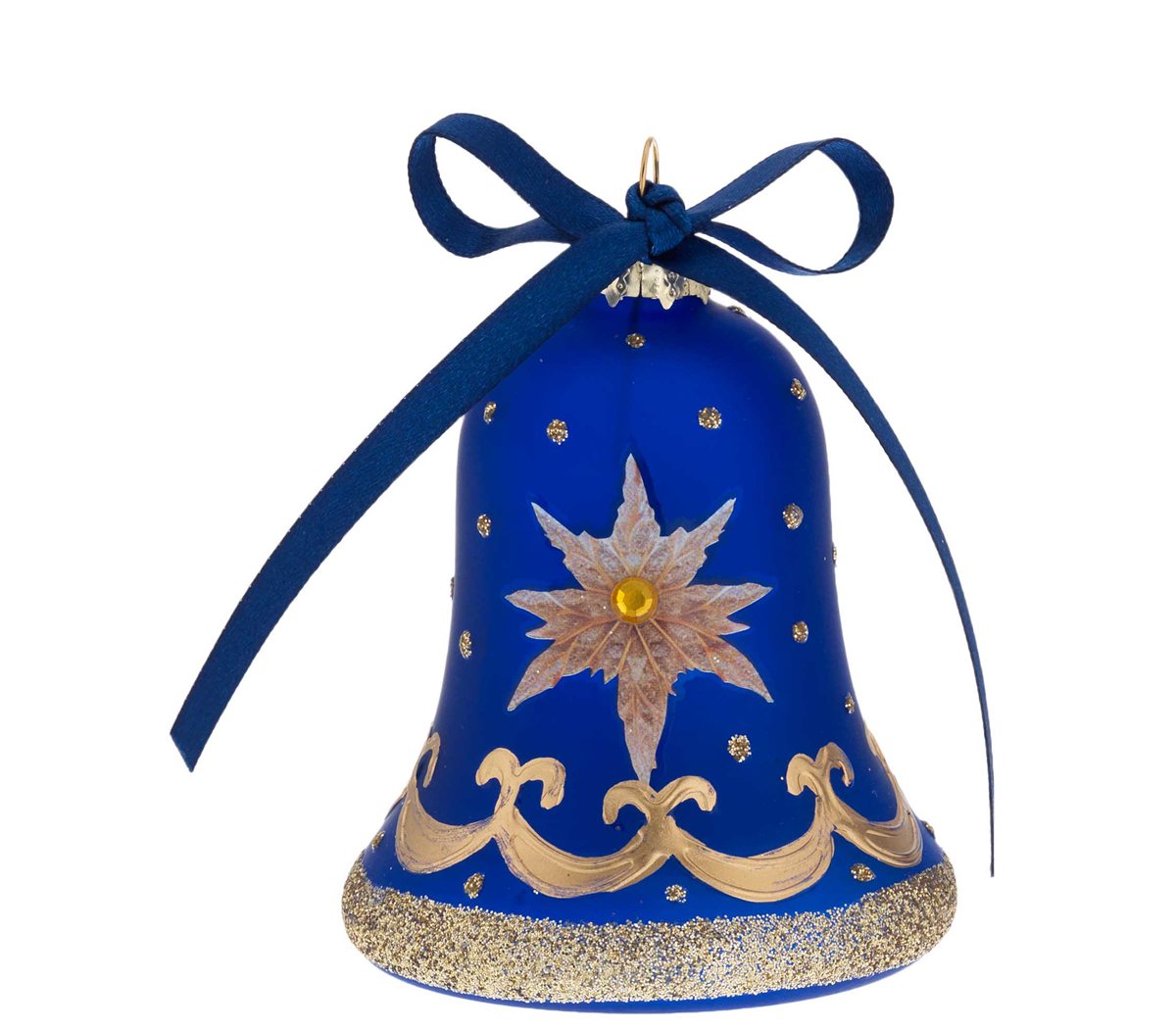 Campanella natalizia decorata con led h. 8 - blu